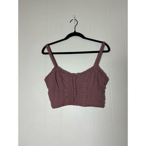 NWT Aeropostale Purple Eyelet Crochet Crop Top Tank Camisole Women's Large